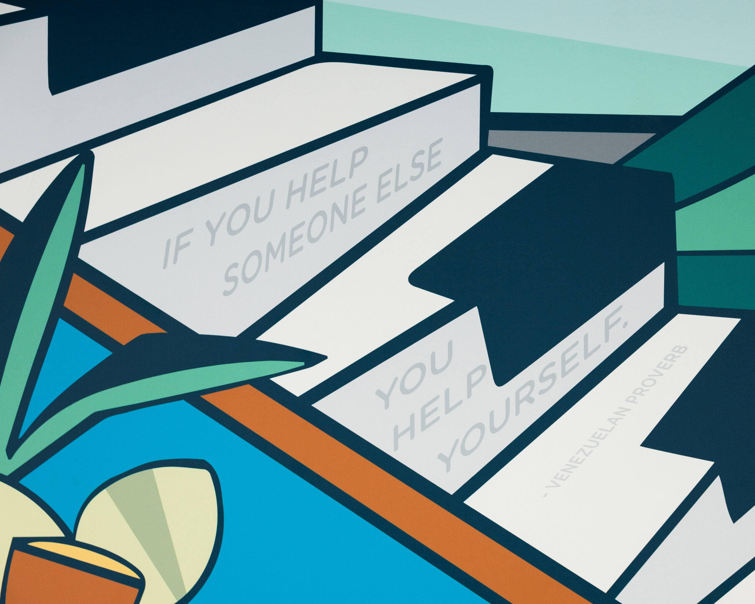 Closeup of a wall mural at Charlottesville Middle School