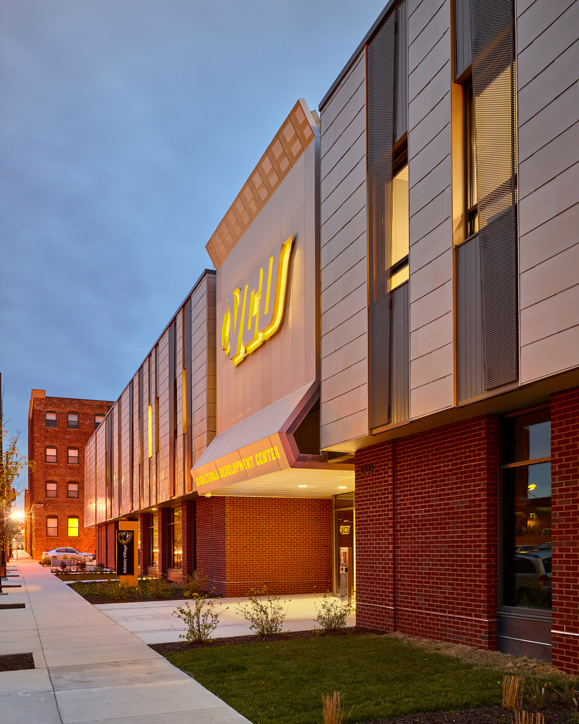 Basketball Development Center Exterior lit signage