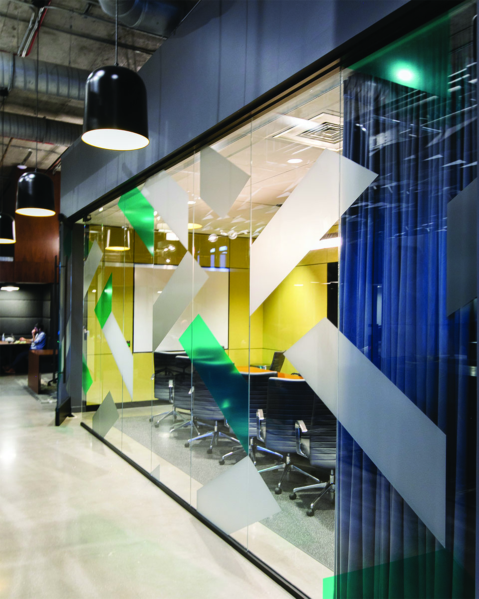 Glass wall graphics at CODE