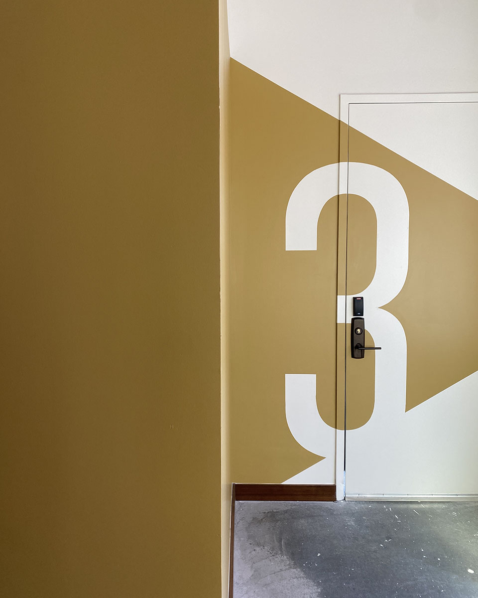 Floor number 3 wall graphic at CODE