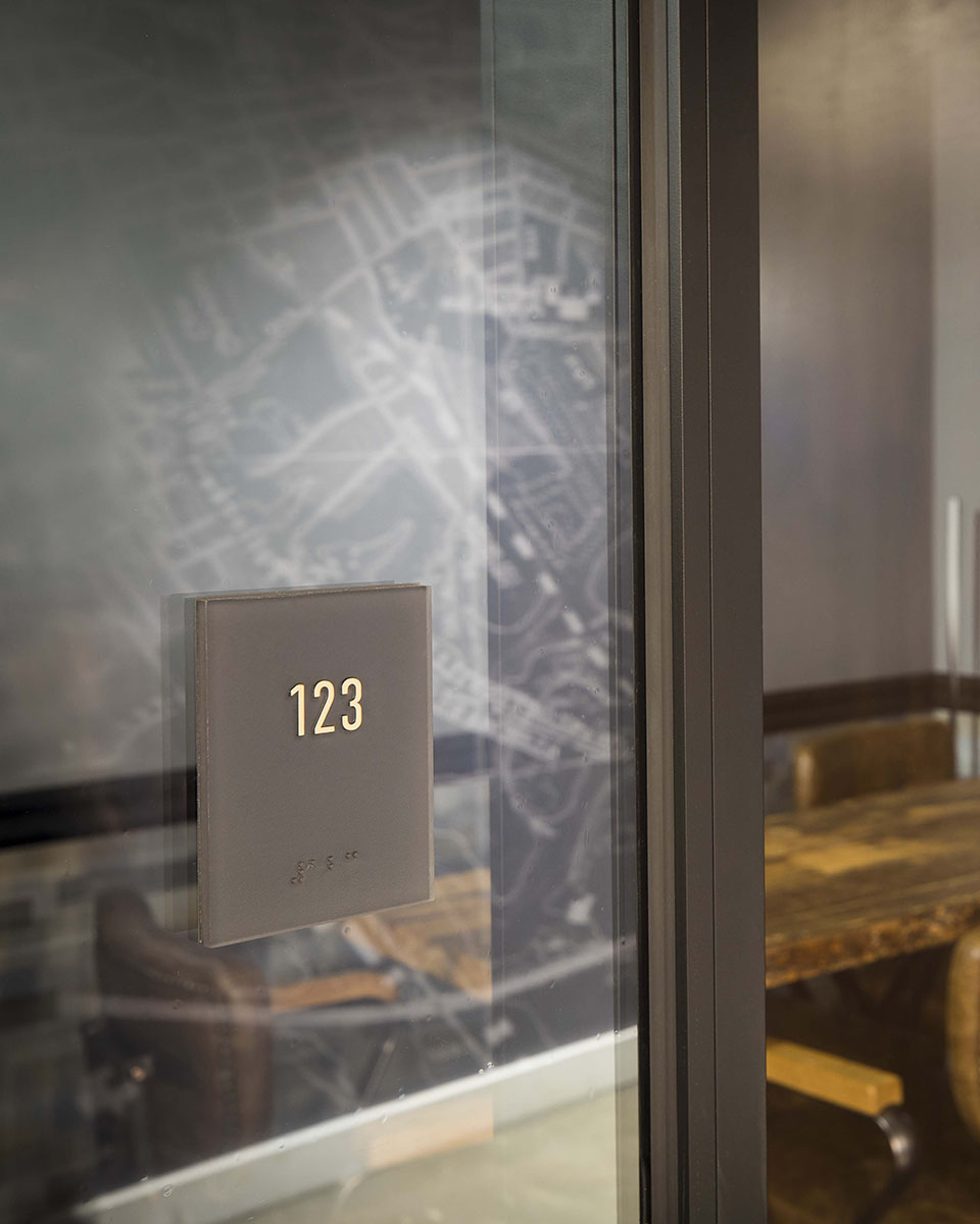 Room number sign at CODE