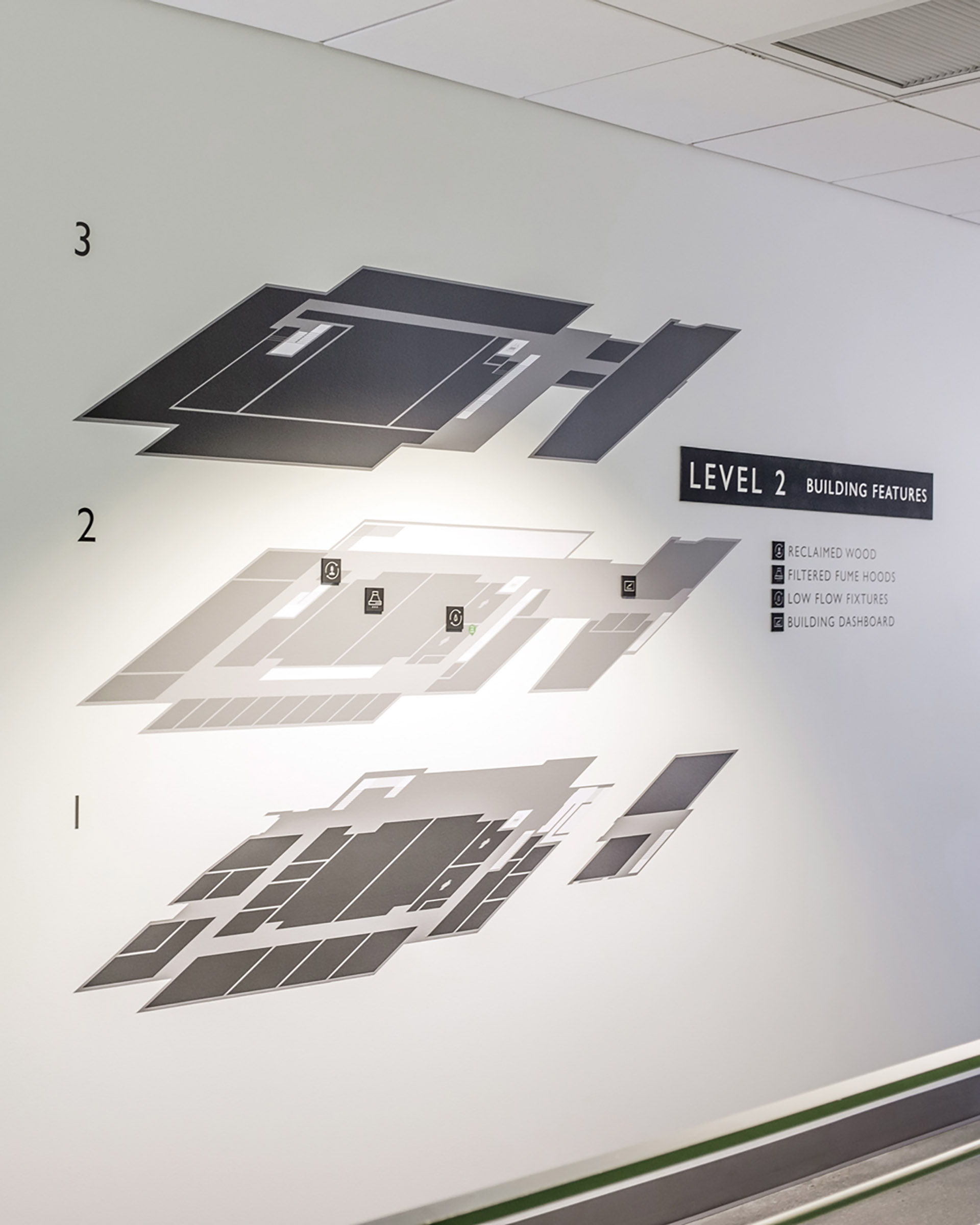 Level 2 building directory at Greer Environmental Sciences Center